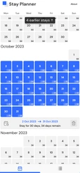 Mobile sized image of www.stayplanner.app showing the calendar view